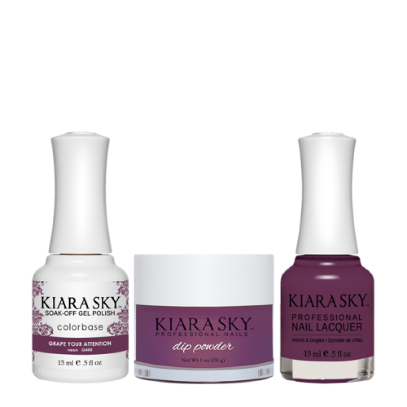 KIARA SKY 3in1 (Dipping Powder + Gel Polish + Nail Lacquer) - DGL 445, Grape Your Attention